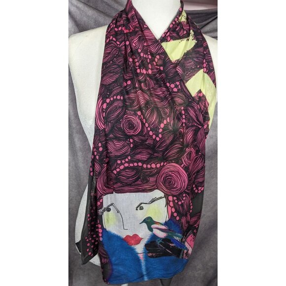 Unique Custoline Women's Portrait Art Scarf - Picture 8 of 11